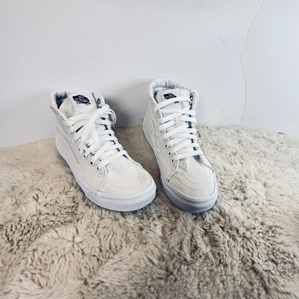 Vans SK8-Hi White High Top Sneakers Women's‎ Canvas Casual Shoes